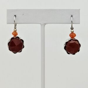 Silpada Super Rare Sterling Silver Faceted Carnelian French Wire Earrings W0894